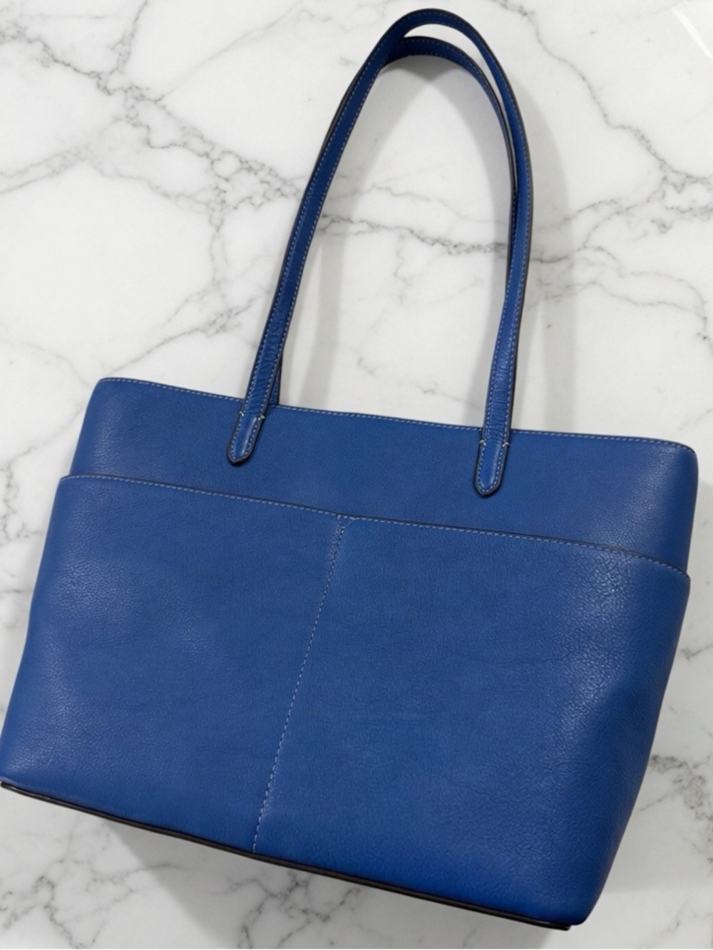 NWT Michael Kors Bedford Medium Pocket Tote Bag - River Blue Leather - Picture 3 of 7